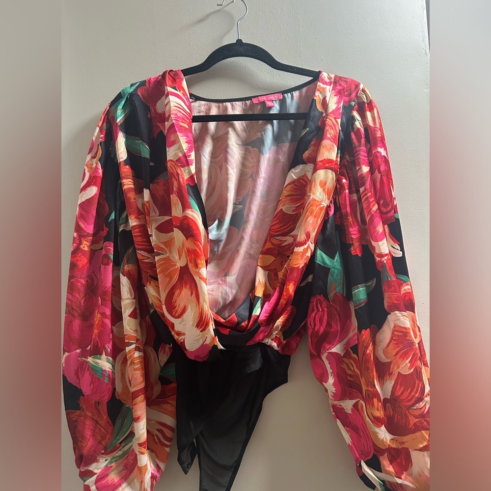 Beautiful Floral Print Satin bodysuit